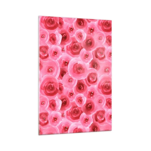 Cuadro sobre vidrio - Impresiones sobre Vidrio - Delicadas rosas en tonos pastel de rosa. - 70x100cm - Rosas abajo y arriba - Decoración de pared moderna para salón y dormitorio ARTTOR