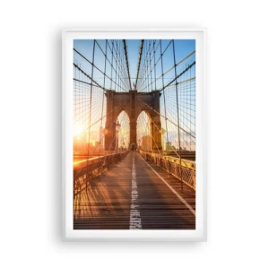 Póster en marco blanco - En el puente dorado - 61x91 cm