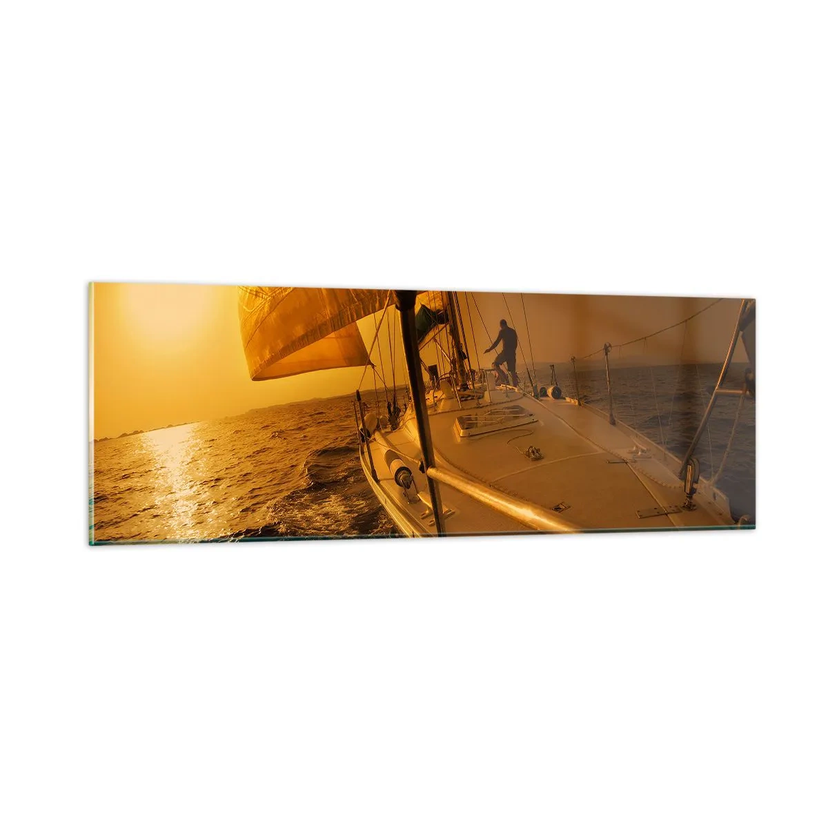 Cuadro sobre vidrio - Impresiones sobre Vidrio - Atardecer dorado tras un día multicolor - 90x30 cm