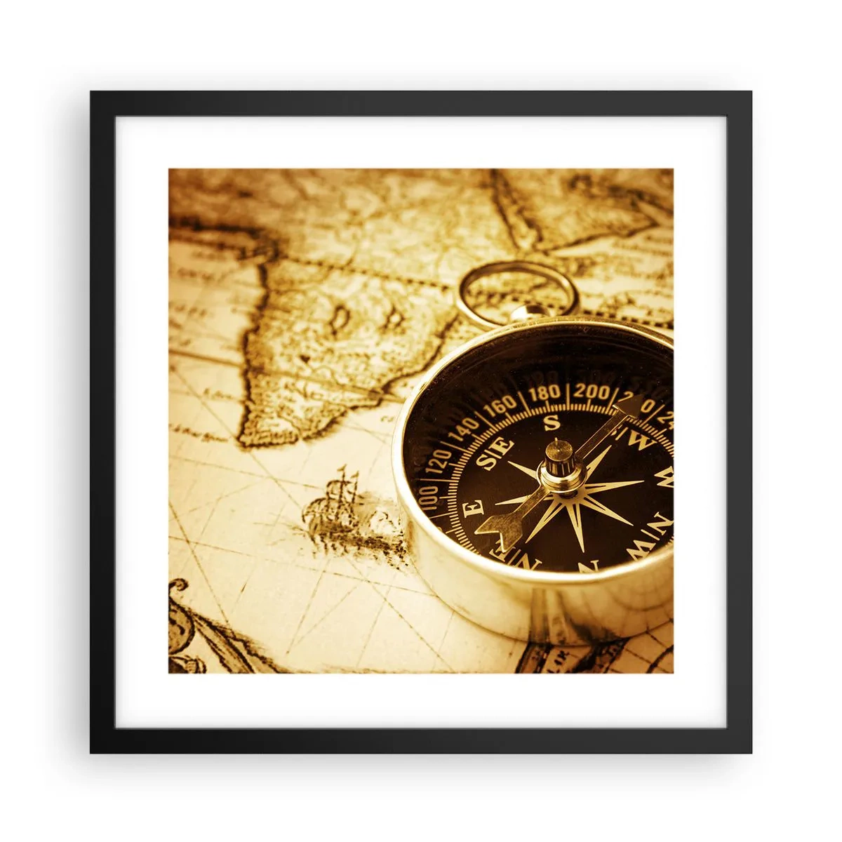 Póster en marco negro - ¿Este u Oeste? - 40x40 cm