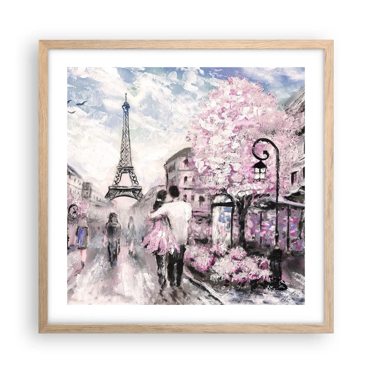 Póster en marco roble claro - La ciudad del amor - 50x50 cm