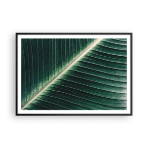 Póster en marco negro - Primer plano de la estructura de una hoja verde. - 100x70cm - El ritmo de la naturaleza - Decoración de pared moderna para salón y dormitorio ARTTOR