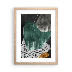 Póster en marco roble claro - Abstracción colorista con un copo de oro - 30x40 cm