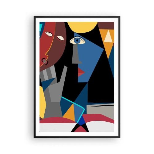 Póster en marco negro - Conversación cubista - 70x100 cm