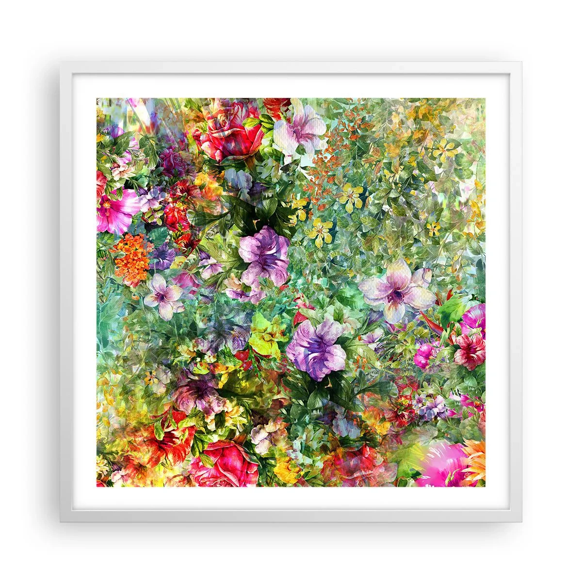 Póster en marco blanco - En flores a la perdición - 60x60 cm
