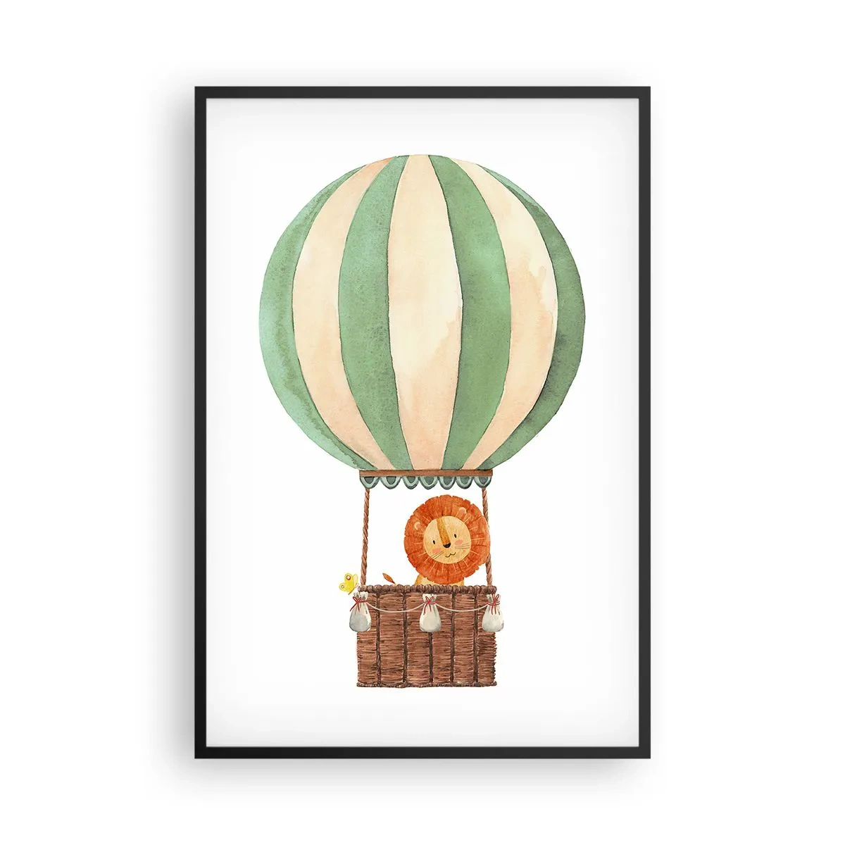 Póster en marco negro - Los viajes del león - 61x91 cm
