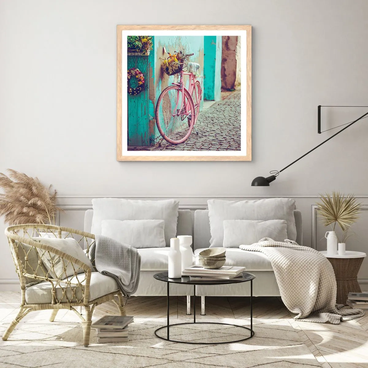 Póster en marco roble claro - Ahora mismo vuelvo - 50x50 cm