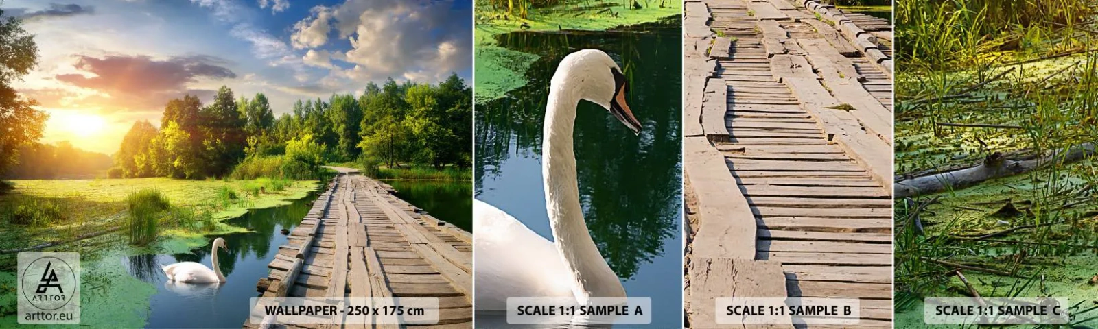 Muestra De Fotomural Standard Eco - Verano, verano en todas partes - Paisaje, Lago, Bosque - 100x30 cm