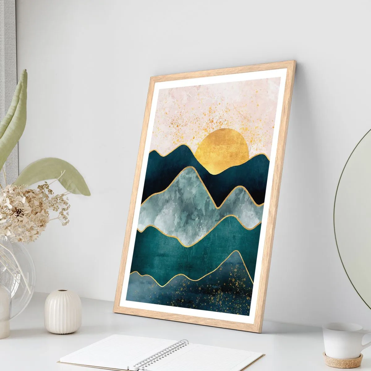 Póster en marco roble claro - Más allá de las siete montañas - 70x100 cm