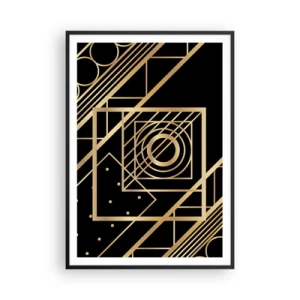 Póster en marco negro - Geometría dorada - 70x100 cm