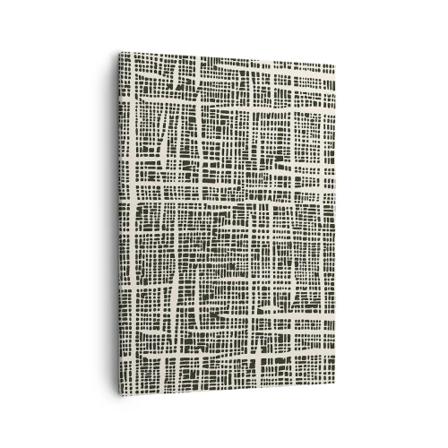 Cuadro sobre lienzo - Impresión de Imagen - Un patrón geométrico que se asemeja a una cuadrícula sobre un fondo claro. - 50x70cm - Composición del tejido - Decoración de pared moderna para salón y dormitorio ARTTOR