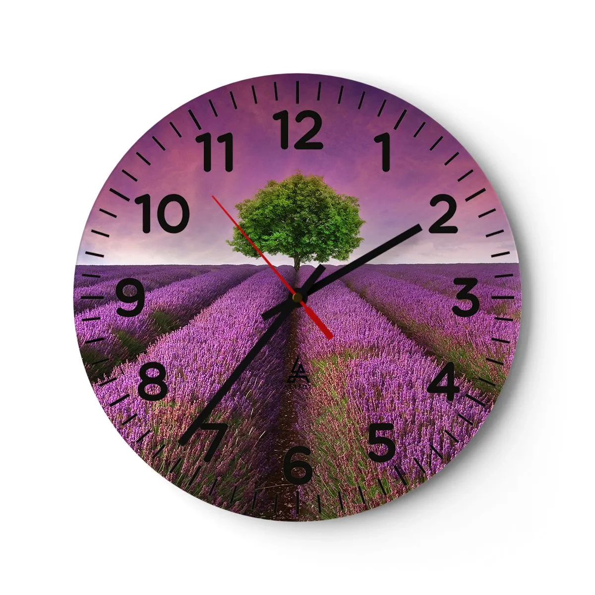 Reloj de pared - Reloj de vidrio - En los campos de lavanda - 30x30 cm