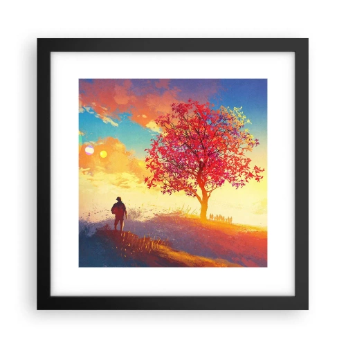 Póster en marco negro - Un peregrino en su destino - 30x30 cm