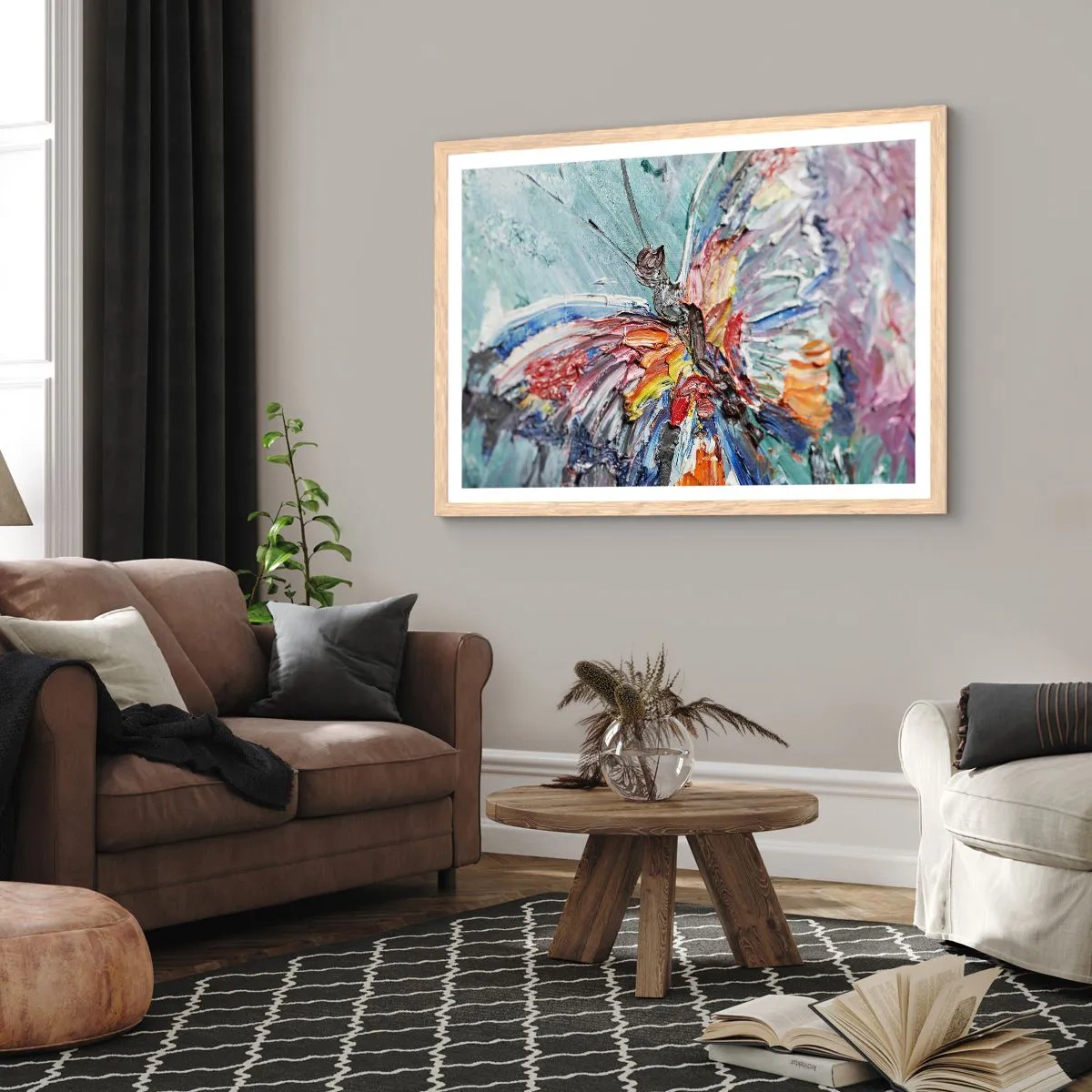 Póster en marco roble claro - Pintado por la naturaleza - 100x70 cm