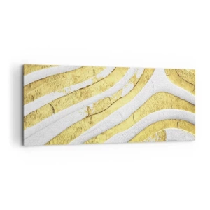Cuadro sobre lienzo - Impresión de Imagen - Una composición en blanco y oro - 100x40 cm