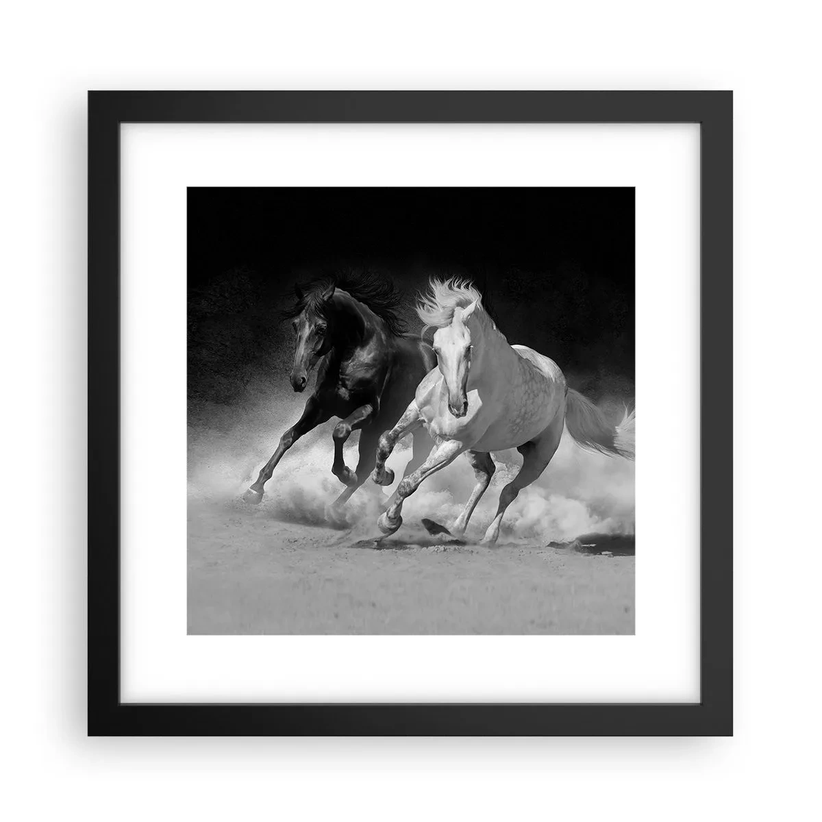 Póster en marco negro - El galope de la libertad - 30x30 cm