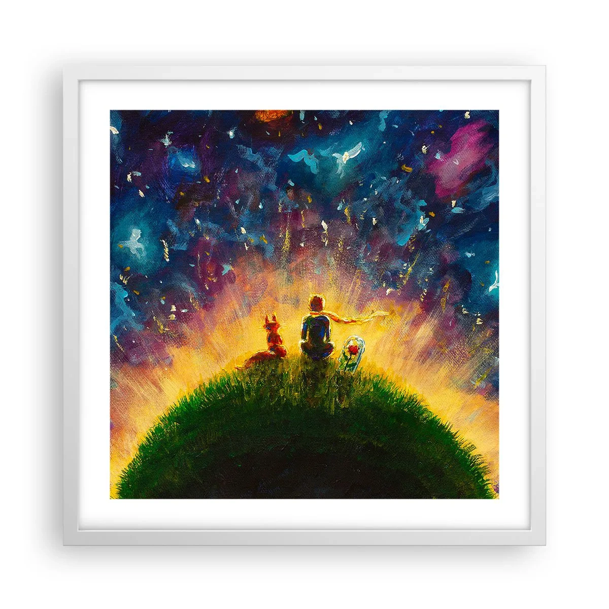 Póster en marco blanco - Amor y amistad - lo único entero - 50x50 cm