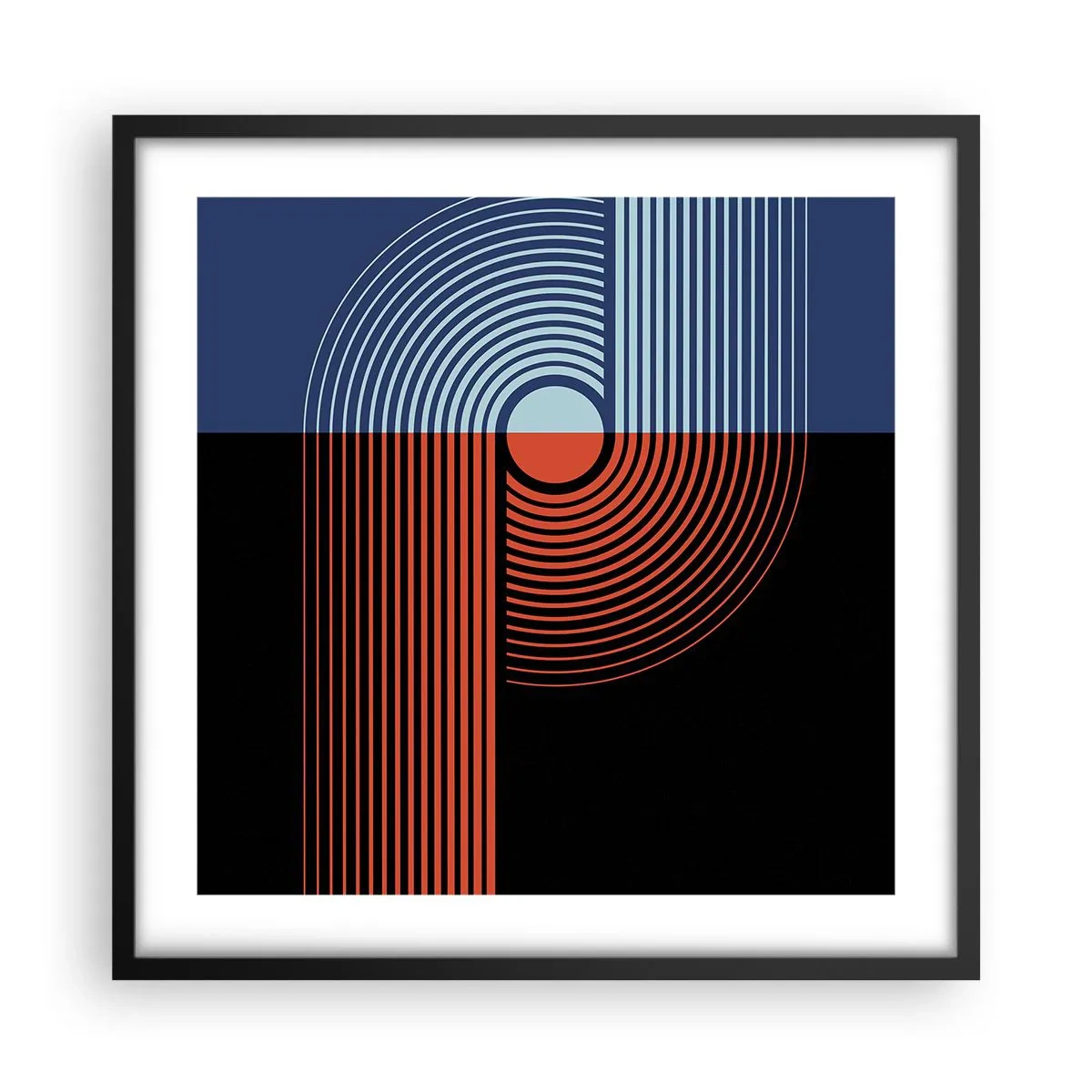 Póster en marco negro - En un abrazo geométrico - 50x50 cm