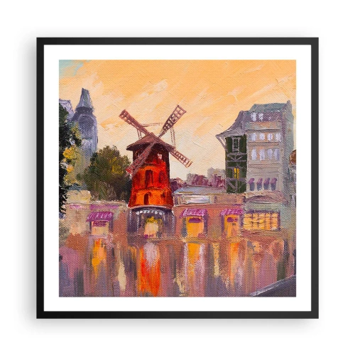 Póster en marco negro - Iconos parisinos - Moulin Rouge - 60x60 cm