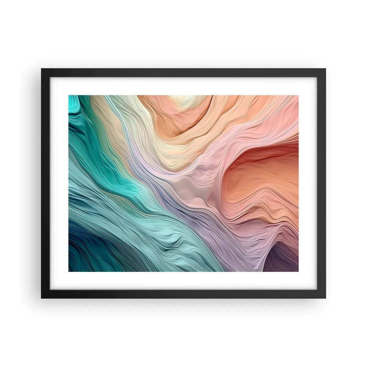 Póster en marco negro - Ola arco iris - 50x40 cm
