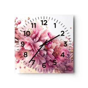 Reloj de pared - Reloj de vidrio - Flor de cerezo - 40x40 cm