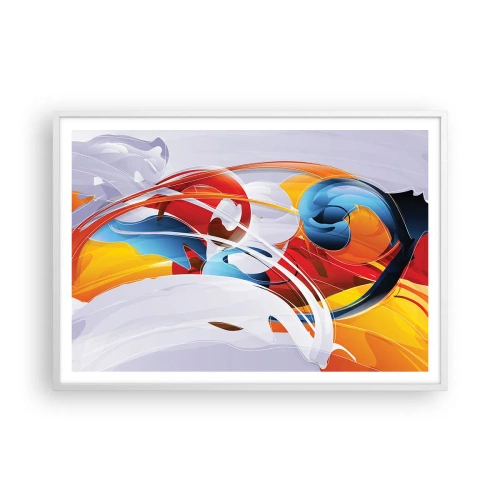 Póster en marco blanco - Danza de los elementos - 100x70 cm