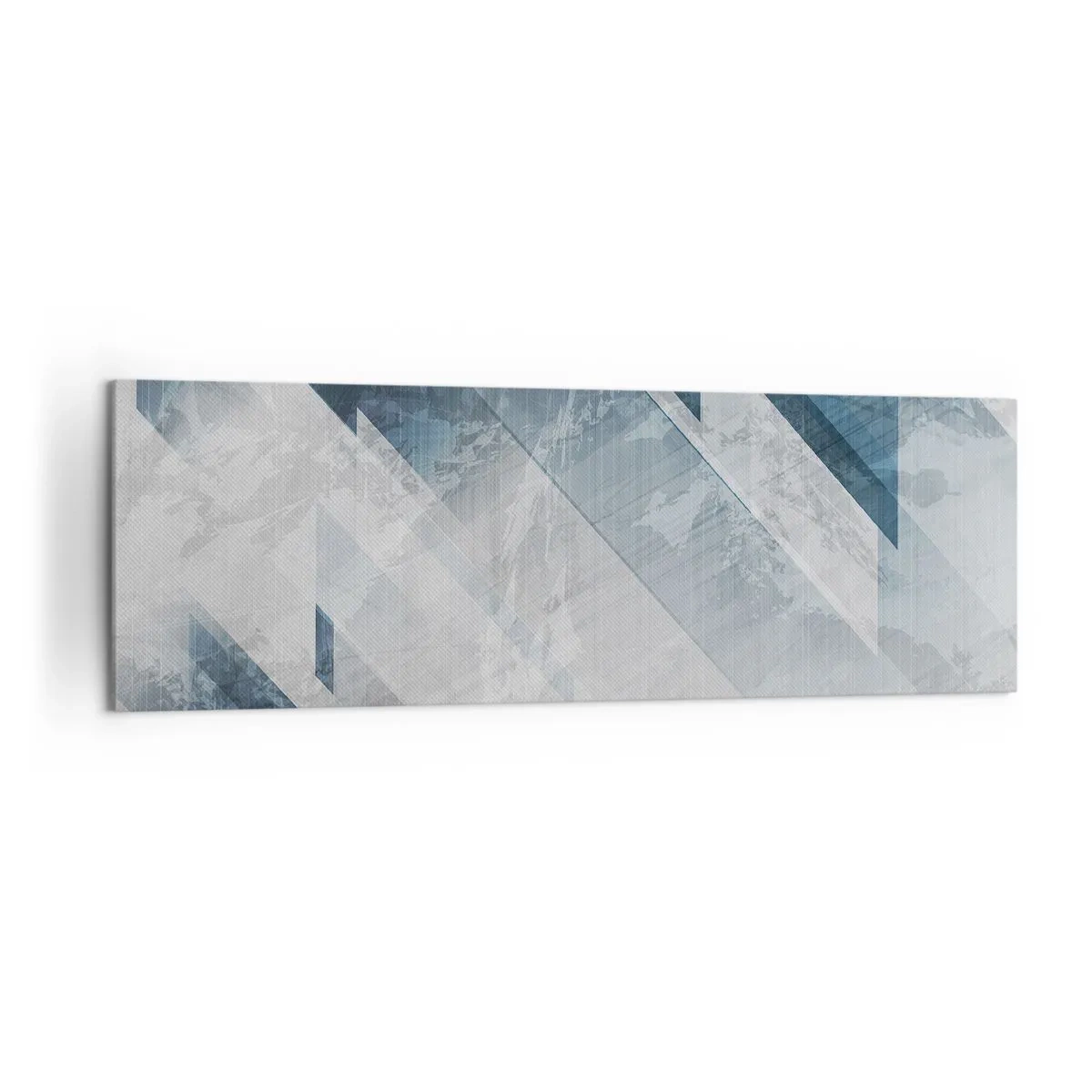 Cuadro sobre lienzo - Impresión de Imagen - Líneas abstractas en tonos grises y azules. - 160x50cm - Composición espacial - movimiento de grises - Decoración de pared moderna para salón y dormitorio ARTTOR