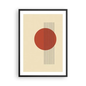 Póster en marco negro - Composición geométrica con un círculo rojo. - 50x70cm - Cruzando el círculo - Decoración de pared moderna para salón y dormitorio ARTTOR