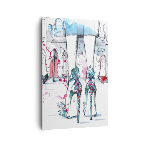 Cuadro sobre lienzo - Impresión de Imagen - Gráficos artísticos con tacones altos y accesorios. - 80x120cm - Ábrete, sésamo - Decoración de pared moderna para salón y dormitorio ARTTOR
