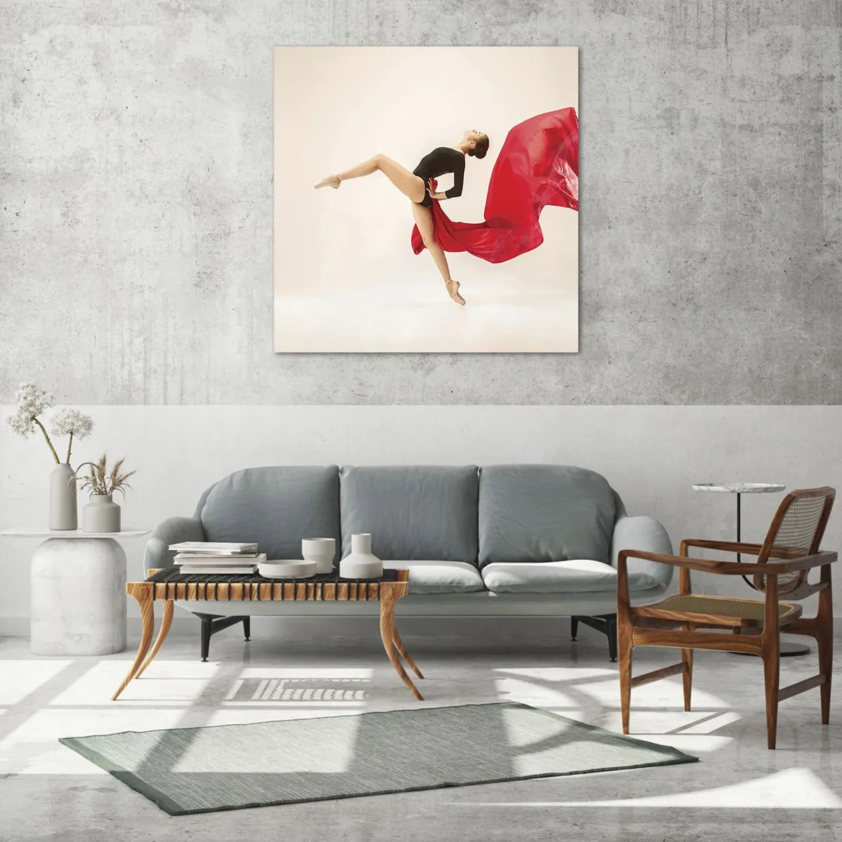 Cuadro sobre vidrio - Impresiones sobre Vidrio - Rojo y negro - 60x60 cm