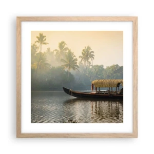 Póster en marco roble claro - Casa en el río - 40x40 cm