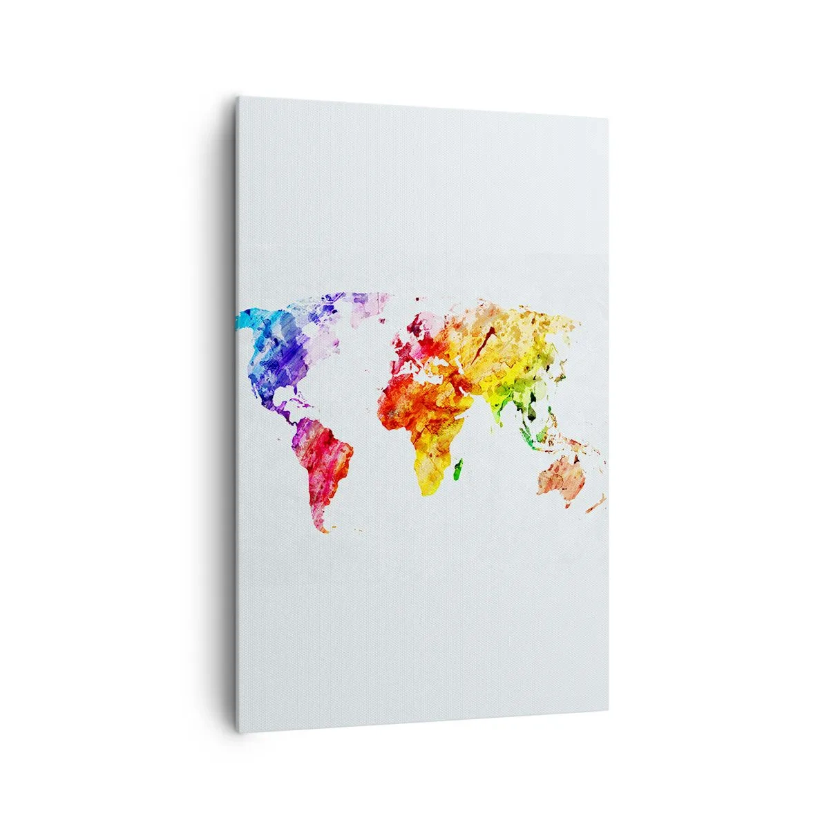 Cuadro sobre lienzo - Impresión de Imagen - Mapa del mundo colorido en acuarela - 80x120cm - Todos los colores del mundo - Decoración de pared moderna para salón y dormitorio ARTTOR