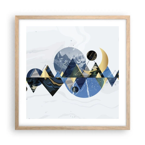 Póster en marco roble claro - Paisaje geométrico - 50x50 cm