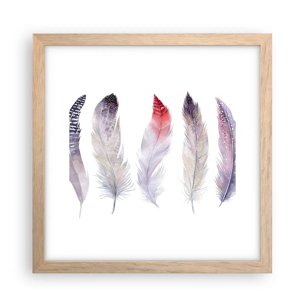 Póster en marco roble claro - Suave como la niebla de muchos colores - 30x30 cm