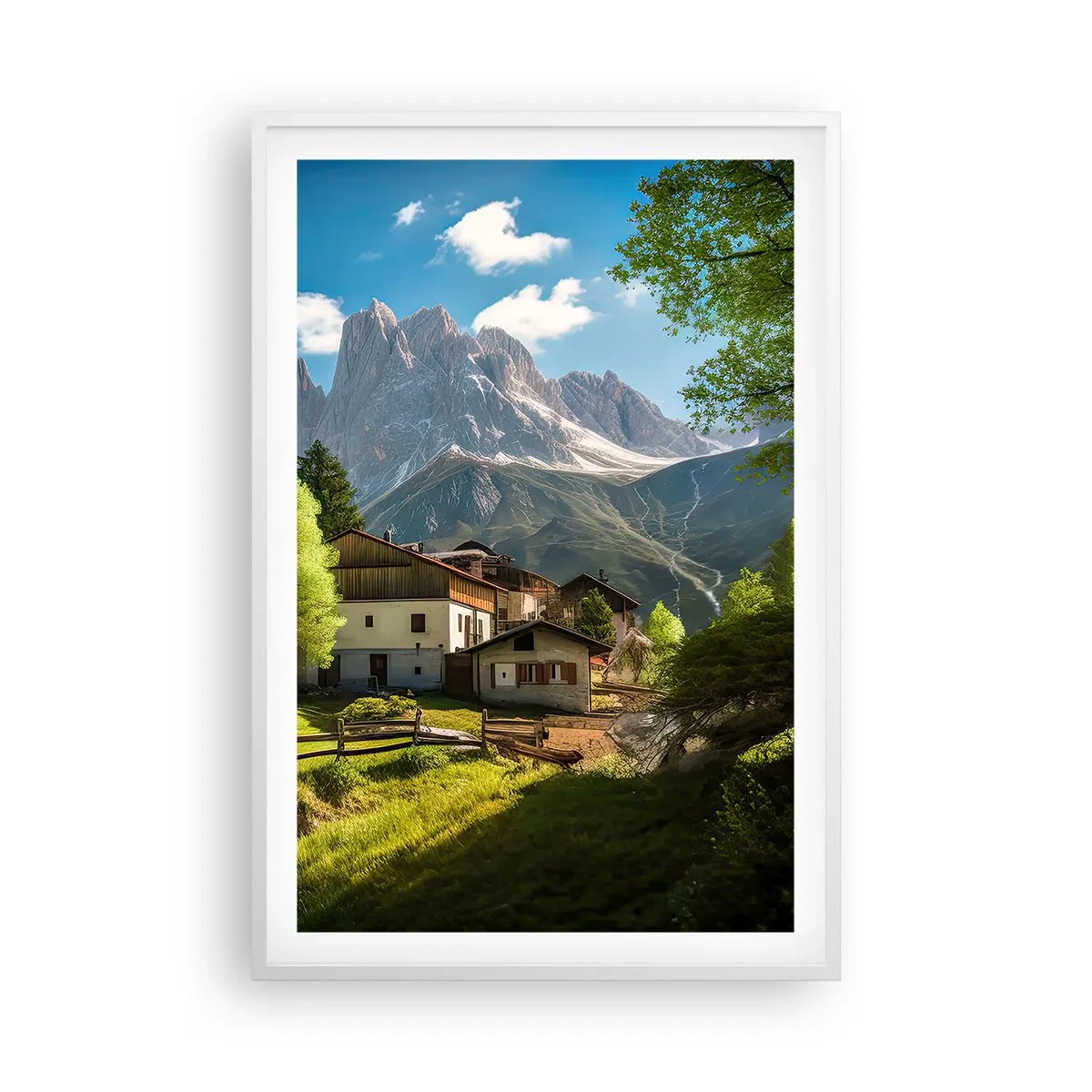 Póster en marco blanco - Idilio alpino - 61x91 cm