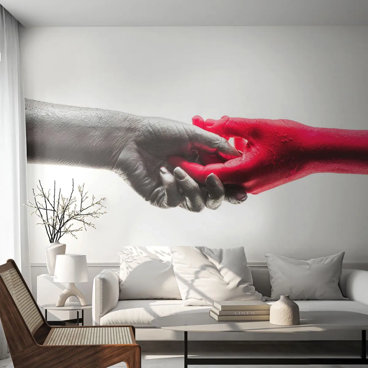 Fotomural Premium Canvas - Juntos, aunque diferentes - manos humanas, Mano, Abstracción - 200x140 cm