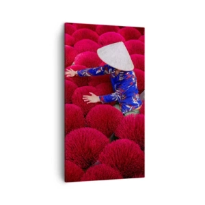 Cuadro sobre lienzo - Impresión de Imagen - En un campo de arroz - 45x80 cm