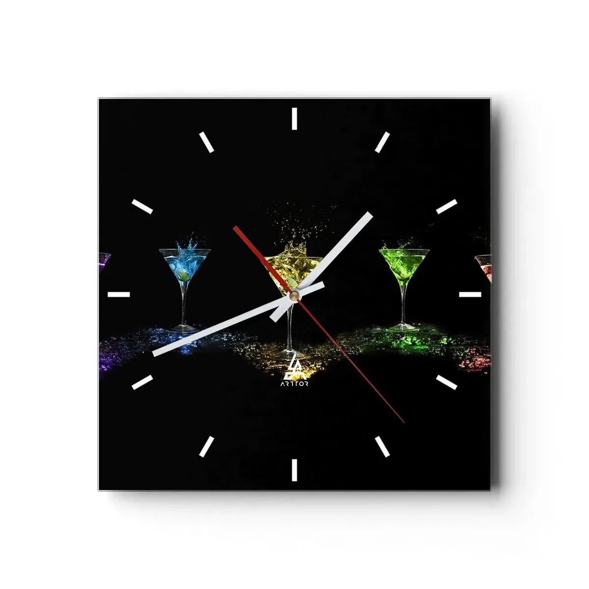 Reloj de pared - Reloj de vidrio - Los colores de la alegría en una copa de cristal - 40x40 cm