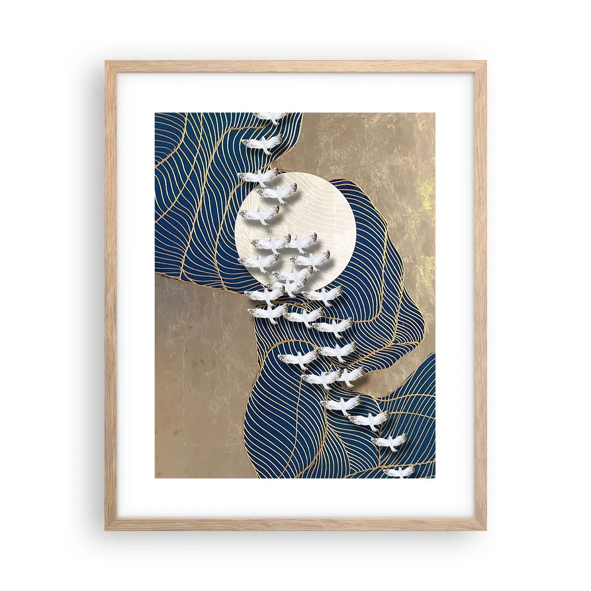 Póster en marco roble claro - Libertad en bandada comunidad - 40x50 cm