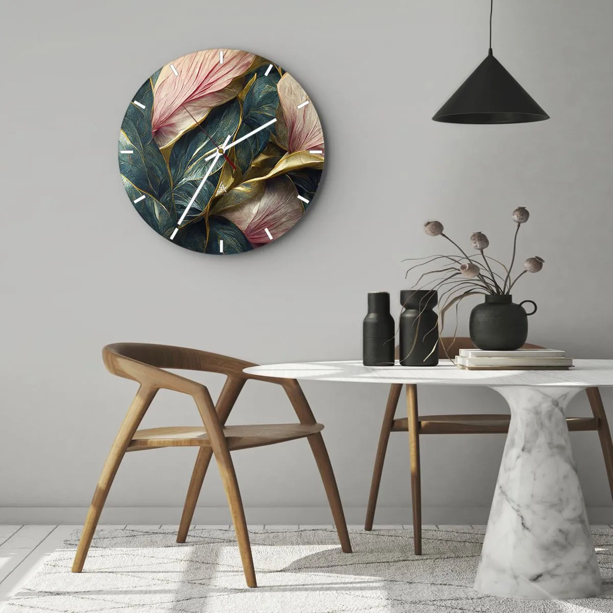 Reloj de pared - Reloj de vidrio - Elegancia y estilo naturales - 30x30 cm