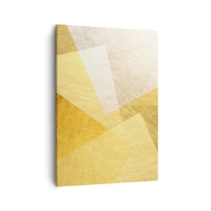 Cuadro sobre lienzo - Impresión de Imagen - Formas geométricas en tonos dorados y claros. - 50x70cm - Tiempo de geometría - Decoración de pared moderna para salón y dormitorio ARTTOR