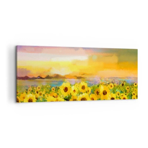 Cuadro sobre lienzo - Impresión de Imagen - El propio sol ha bajado a la Tierra - 100x40 cm
