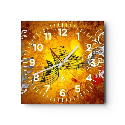 Reloj de pared - Reloj de vidrio - Deja que la música fluya - 30x30 cm
