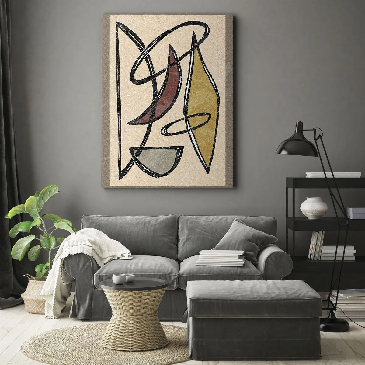 Cuadro sobre lienzo - Impresión de Imagen - Composición: arcos y óvalos - 45x80 cm