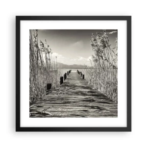 Póster en marco negro - En la quietud de los juncos - 40x40 cm