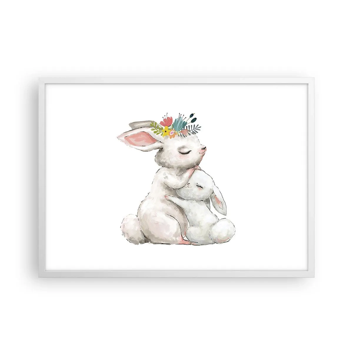 Póster en marco blanco - En ningún lugar mejor que con mamá - 70x50 cm