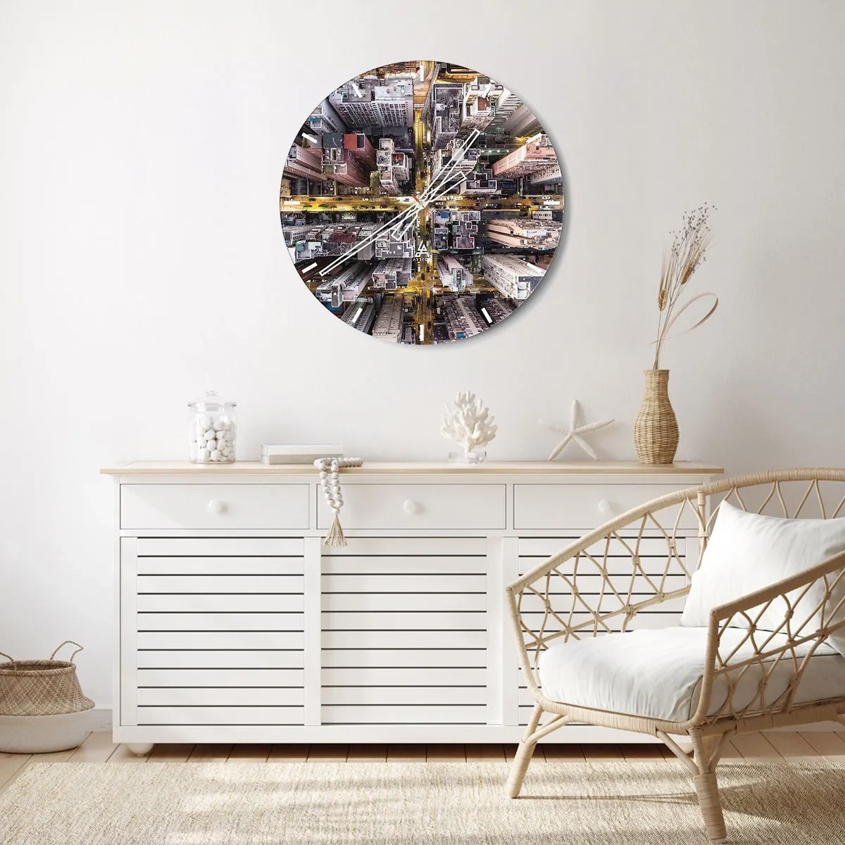 Reloj de pared - Reloj de vidrio - Saludos desde Hong Kong - 40x40 cm