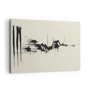 Cuadro sobre lienzo - Impresión de Imagen - Abstracción minimalista con líneas negras sobre un fondo claro. - 100x70cm - Abstracción apresurada - Decoración de pared moderna para salón y dormitorio ARTTOR