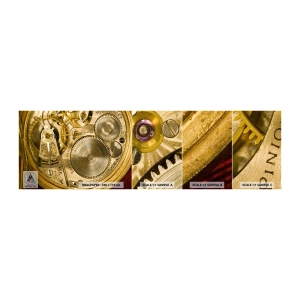 Muestra de fotomural autoadhesivo Deluxe Sticker - Siga el ritmo de los tiempos - Reloj, Mecanismo de reloj, Vintage - 100x30 cm