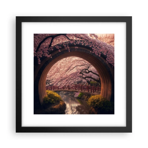 Póster en marco negro - Primavera japonesa - 30x30 cm